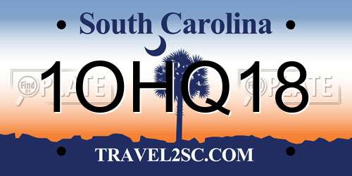 1OHQ18 South Carolina License Plate