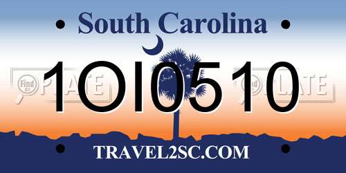 1OI0510 South Carolina License Plate