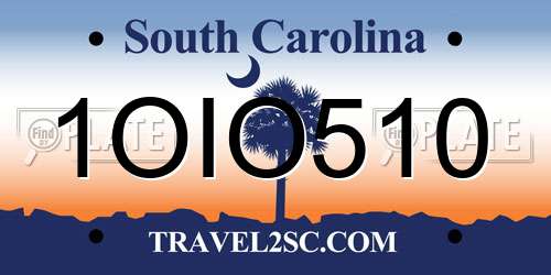1OIO510 South Carolina License Plate