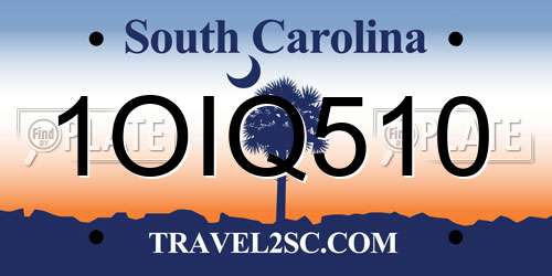 1OIQ510 South Carolina License Plate