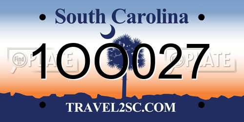 1OO027 South Carolina License Plate