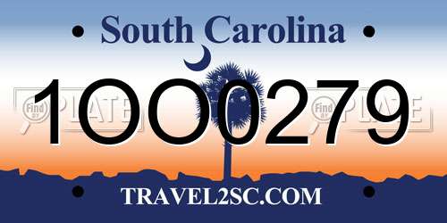 1OO0279 South Carolina License Plate