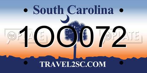 1OO072 South Carolina License Plate