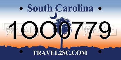 1OO0779 South Carolina License Plate