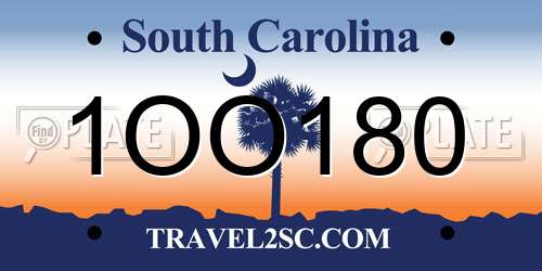 1OO180 South Carolina License Plate
