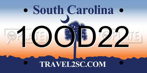 1OOD22 South Carolina License Plate