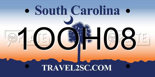 1OOH08 South Carolina License Plate