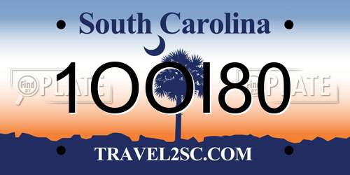 1OOI80 South Carolina License Plate