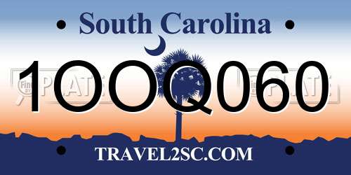 1OOQ060 South Carolina License Plate