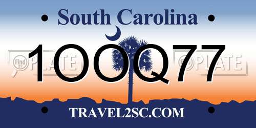 1OOQ77 South Carolina License Plate