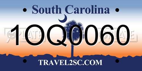 1OQ0060 South Carolina License Plate