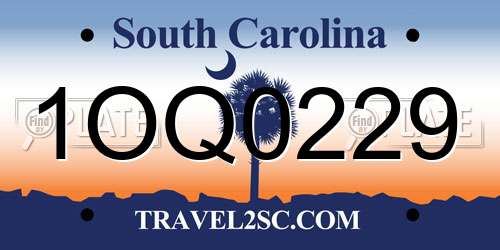 1OQ0229 South Carolina License Plate