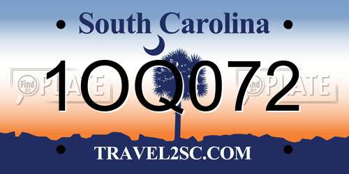 1OQ072 South Carolina License Plate