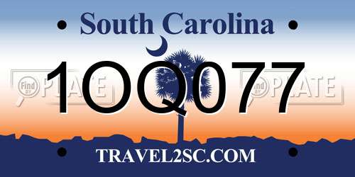 1OQ077 South Carolina License Plate