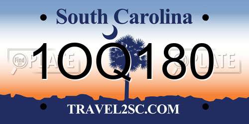 1OQ180 South Carolina License Plate