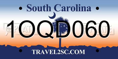 1OQD060 South Carolina License Plate