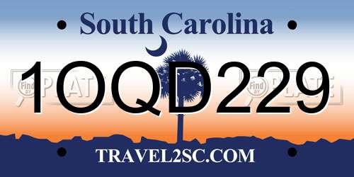 1OQD229 South Carolina License Plate