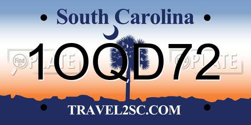 1OQD72 South Carolina License Plate