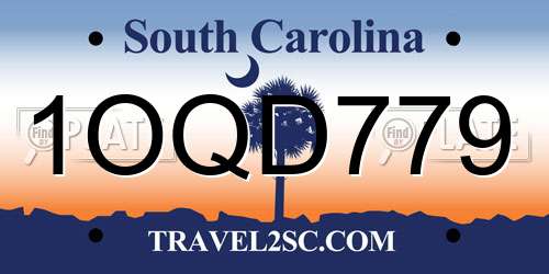 1OQD779 South Carolina License Plate