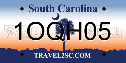 1OQH05 South Carolina License Plate
