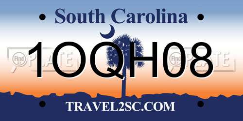 1OQH08 South Carolina License Plate