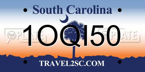1OQI50 South Carolina License Plate