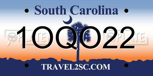 1OQO22 South Carolina License Plate