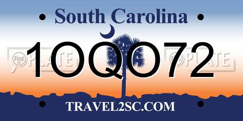 1OQO72 South Carolina License Plate