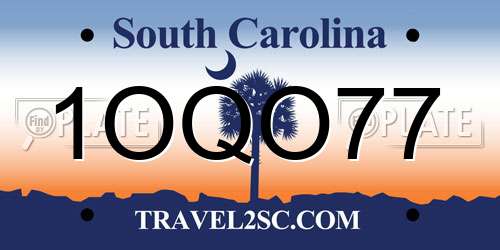1OQO77 South Carolina License Plate