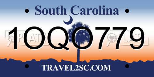 1OQO779 South Carolina License Plate