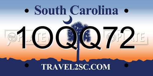 1OQQ72 South Carolina License Plate