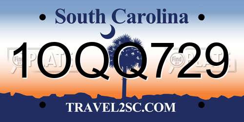 1OQQ729 South Carolina License Plate