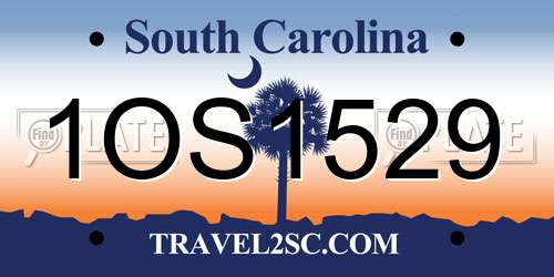 1OS1529 South Carolina License Plate