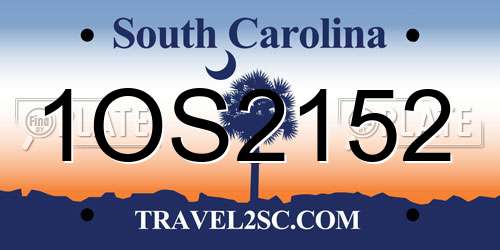 1OS2152 South Carolina License Plate