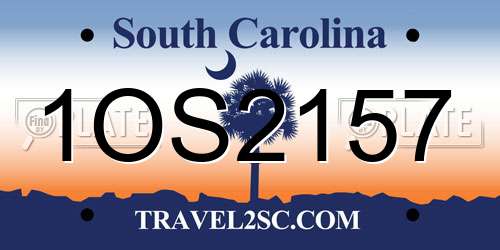 1OS2157 South Carolina License Plate