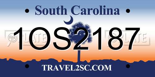 1OS2187 South Carolina License Plate
