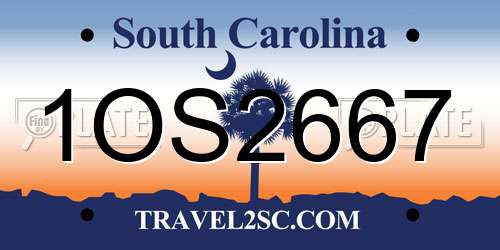 1OS2667 South Carolina License Plate