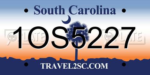 1OS5227 South Carolina License Plate