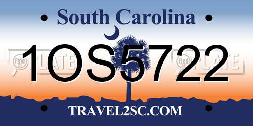 1OS5722 South Carolina License Plate