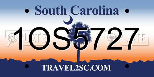 1OS5727 South Carolina License Plate