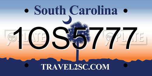 1OS5777 South Carolina License Plate