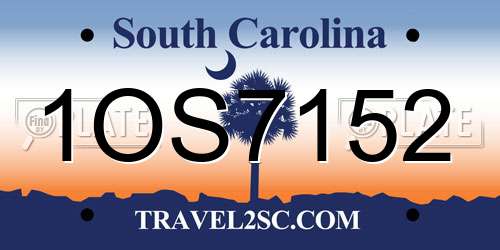 1OS7152 South Carolina License Plate