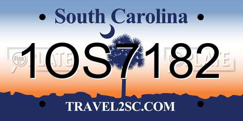 1OS7182 South Carolina License Plate