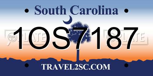 1OS7187 South Carolina License Plate