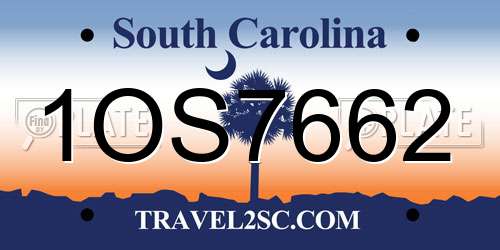 1OS7662 South Carolina License Plate