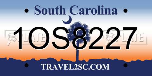 1OS8227 South Carolina License Plate