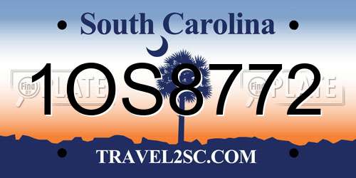 1OS8772 South Carolina License Plate