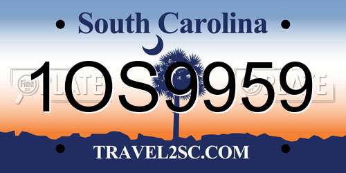 1OS9959 South Carolina License Plate