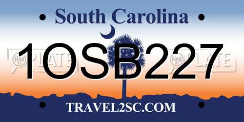 1OSB227 South Carolina License Plate