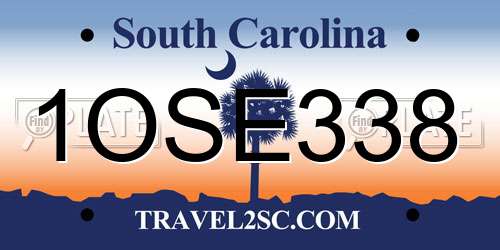 1OSE338 South Carolina License Plate